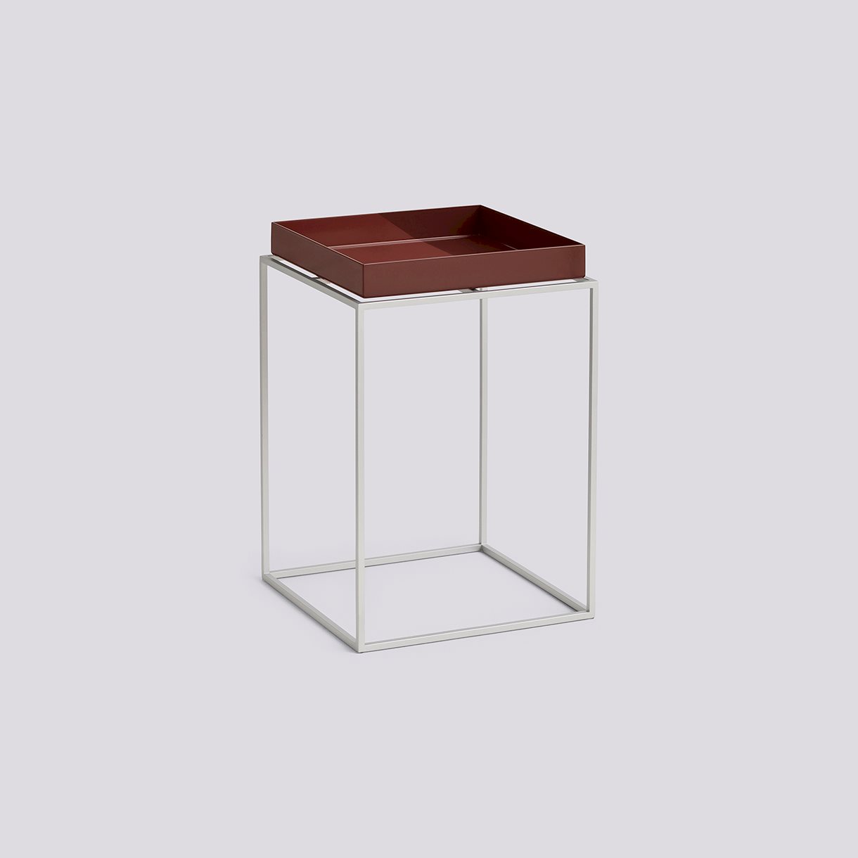  Tray Table Silver grey Silicone coated steel base-Small High L30 x W30 x H44-Chocolate powder coated steel