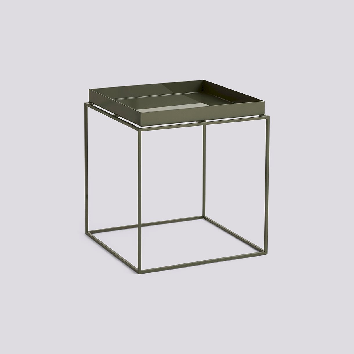  Tray Table Powder coated steel base-Medium L40 x W40 x H44-Olive green powder coated steel