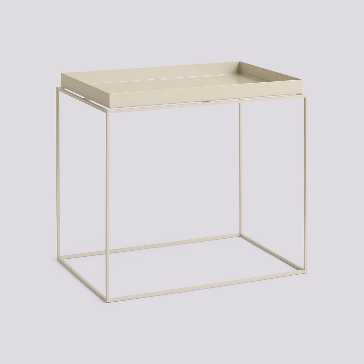 Tray Table Powder coated steel base-Large L40 x W60 x H54-Warm beige powder coated steel