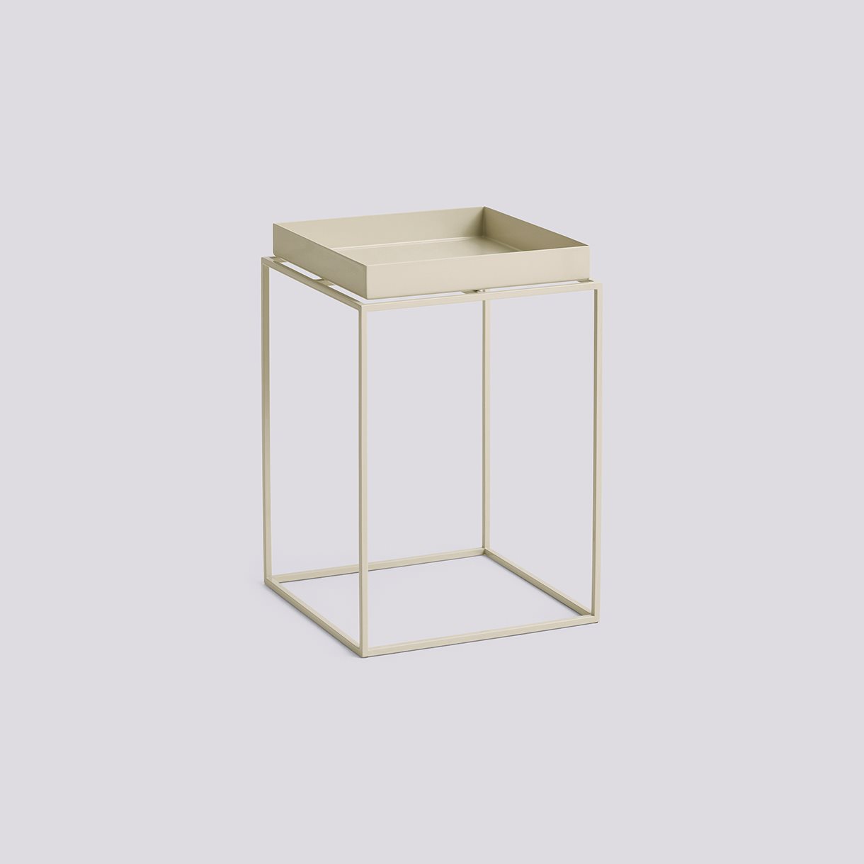 Tray Table Powder coated steel base-Small High L30 x W30 x H44-Warm beige powder coated steel