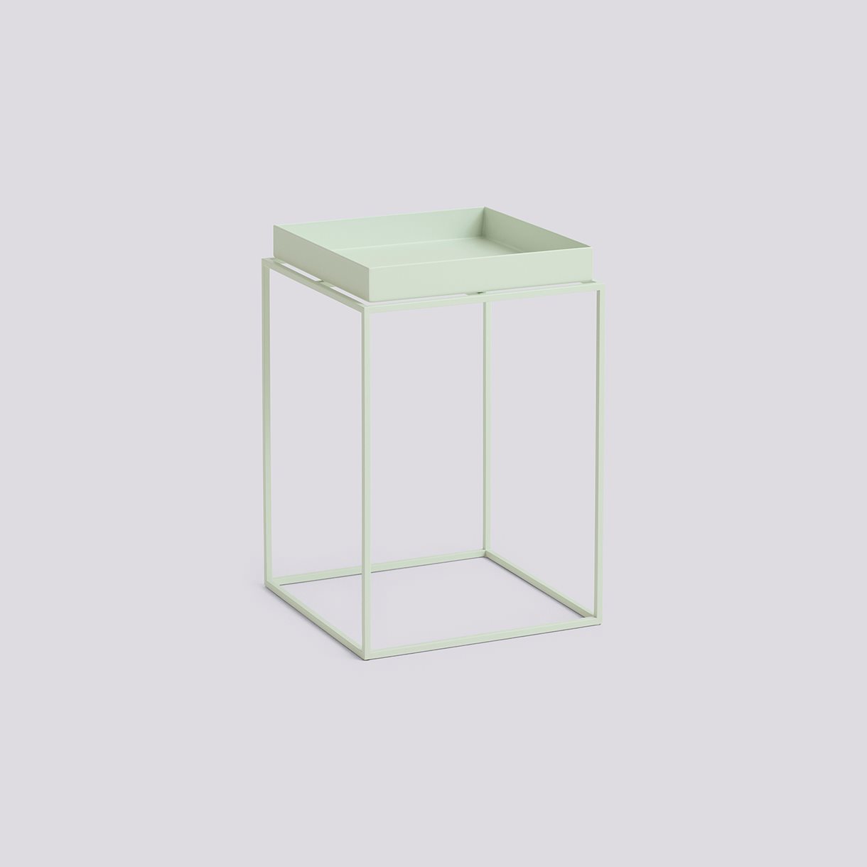 Tray Table Powder coated steel base-Small High L30 x W30 x H44-Soft mint powder coated steel