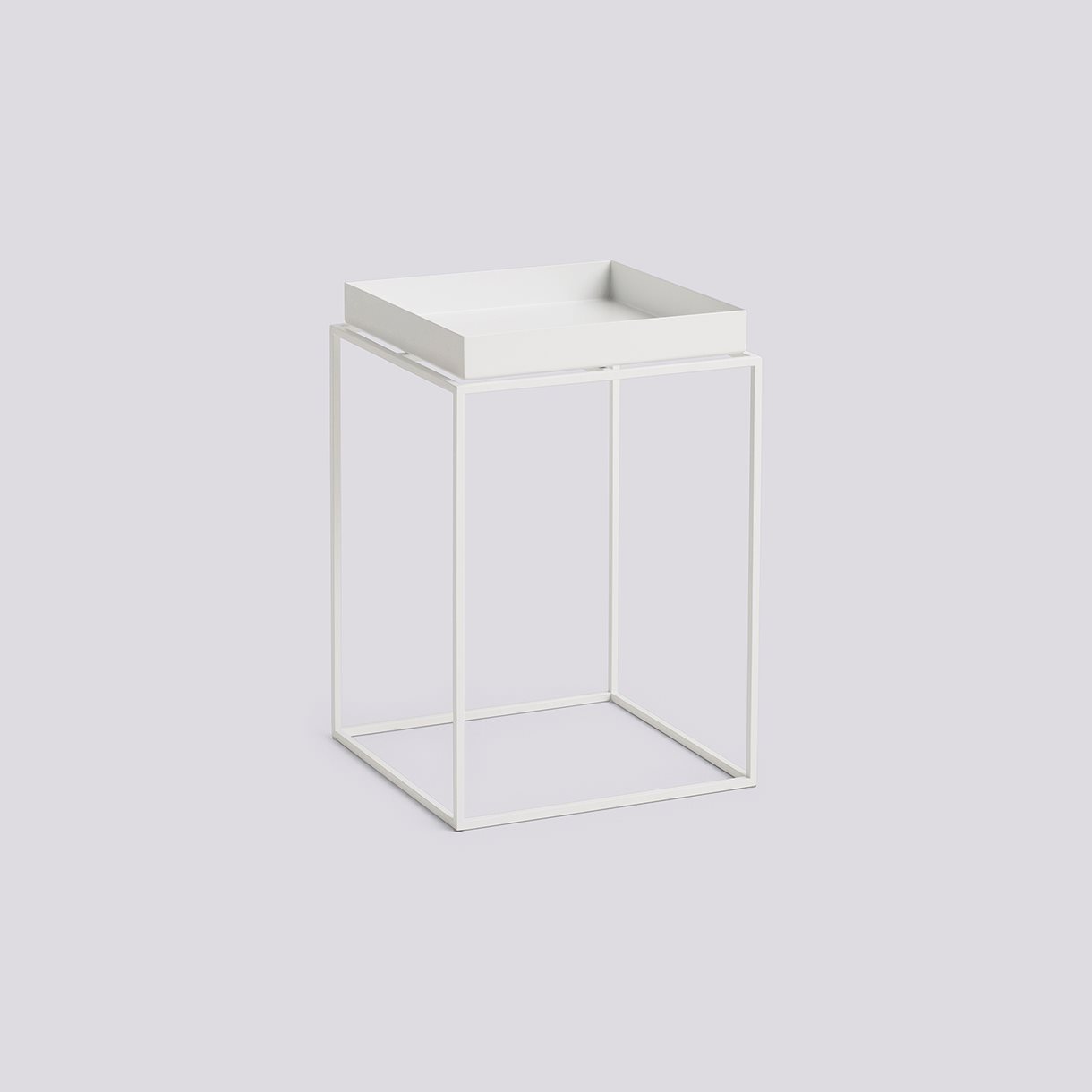  Tray Table Powder coated steel base-Small High L30 x W30 x H44-White powder coated steel