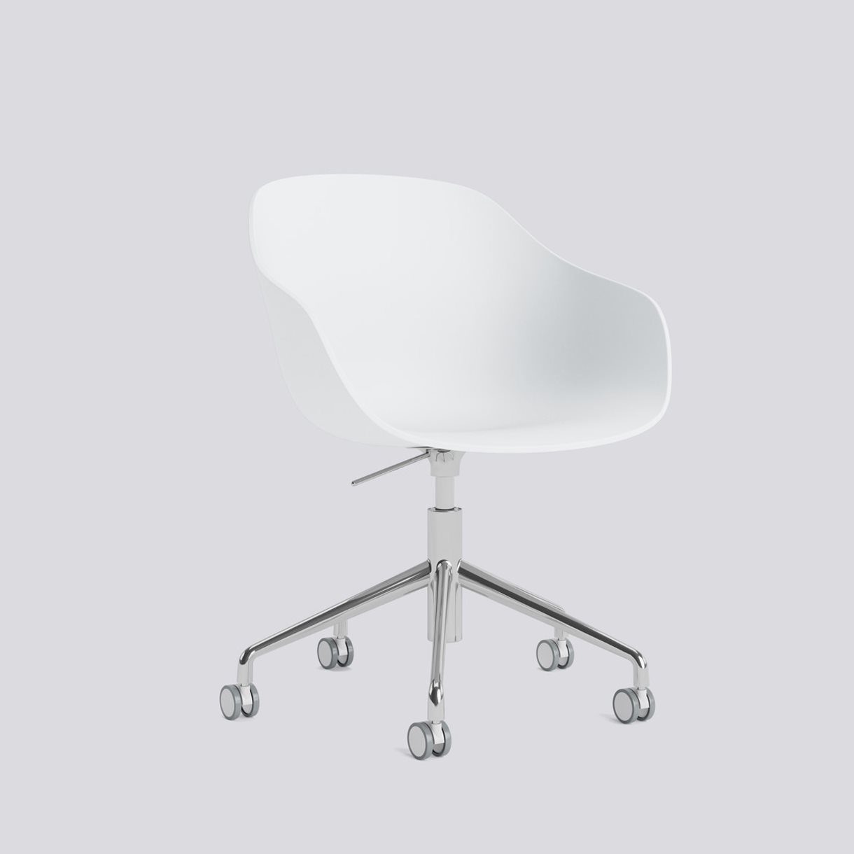 AAC252 Chair Polished alu 5 star swivel Gas lift Wheel base-White 2.0 shell-None-None
