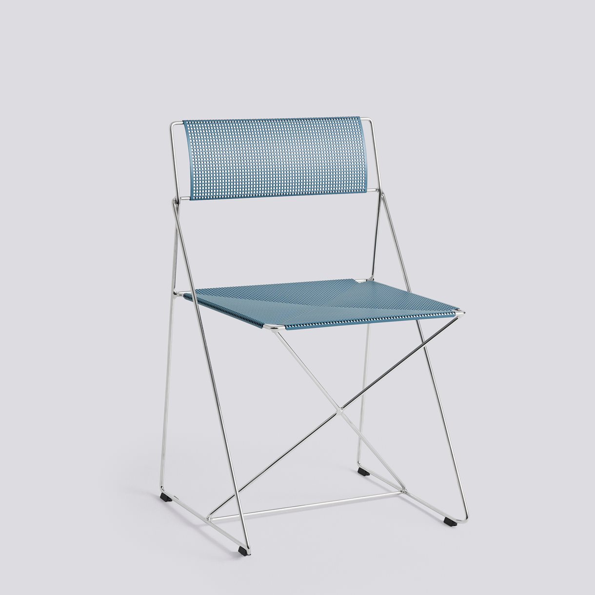  X-Line Chair Chromed base Indoor-Powder blue powder coated seat/back