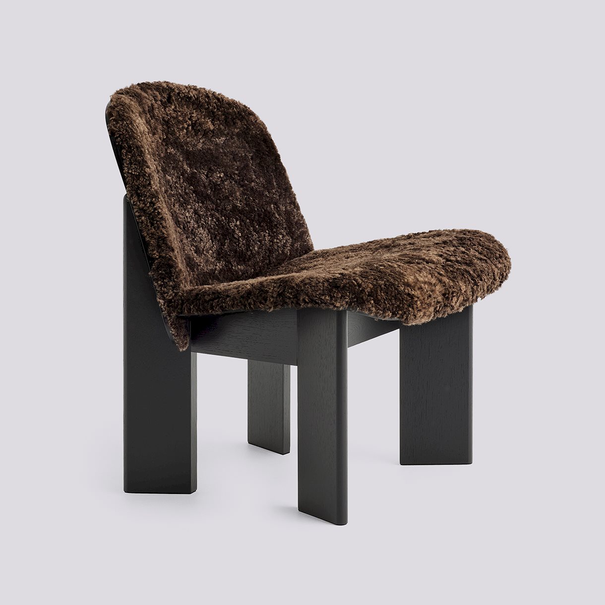 Chisel 85 Lounge Chair-Black lacquered oak Front upholstery-Sheepskin-Espresso