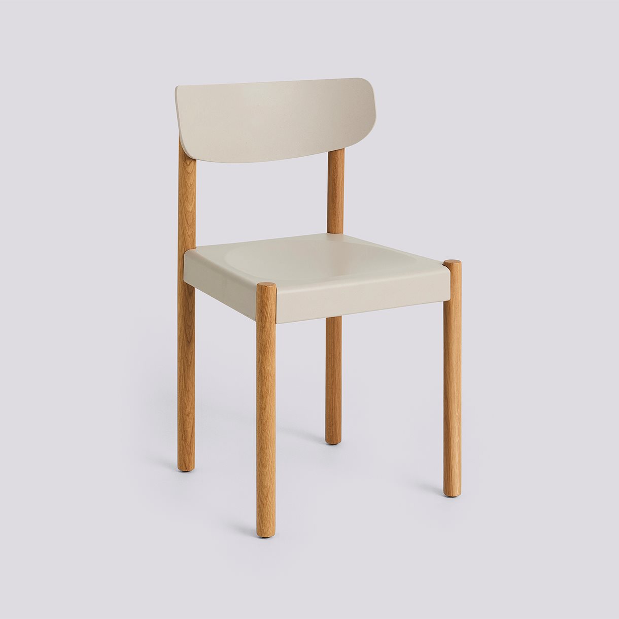 Pack Chair 10 Oiled solid oak 4 leg base Standard glider-Chalk grey polypropylene wood fiber seat/back-None-None