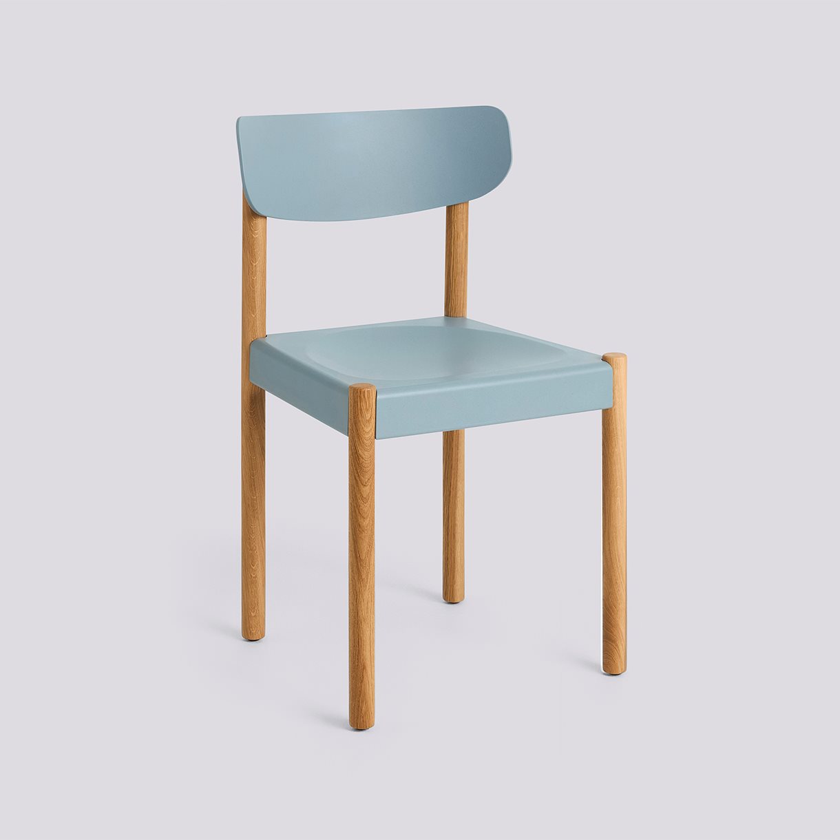Pack Chair 10 Oiled solid oak 4 leg base Standard glider-Ash blue polypropylene wood fiber seat/back-None-None