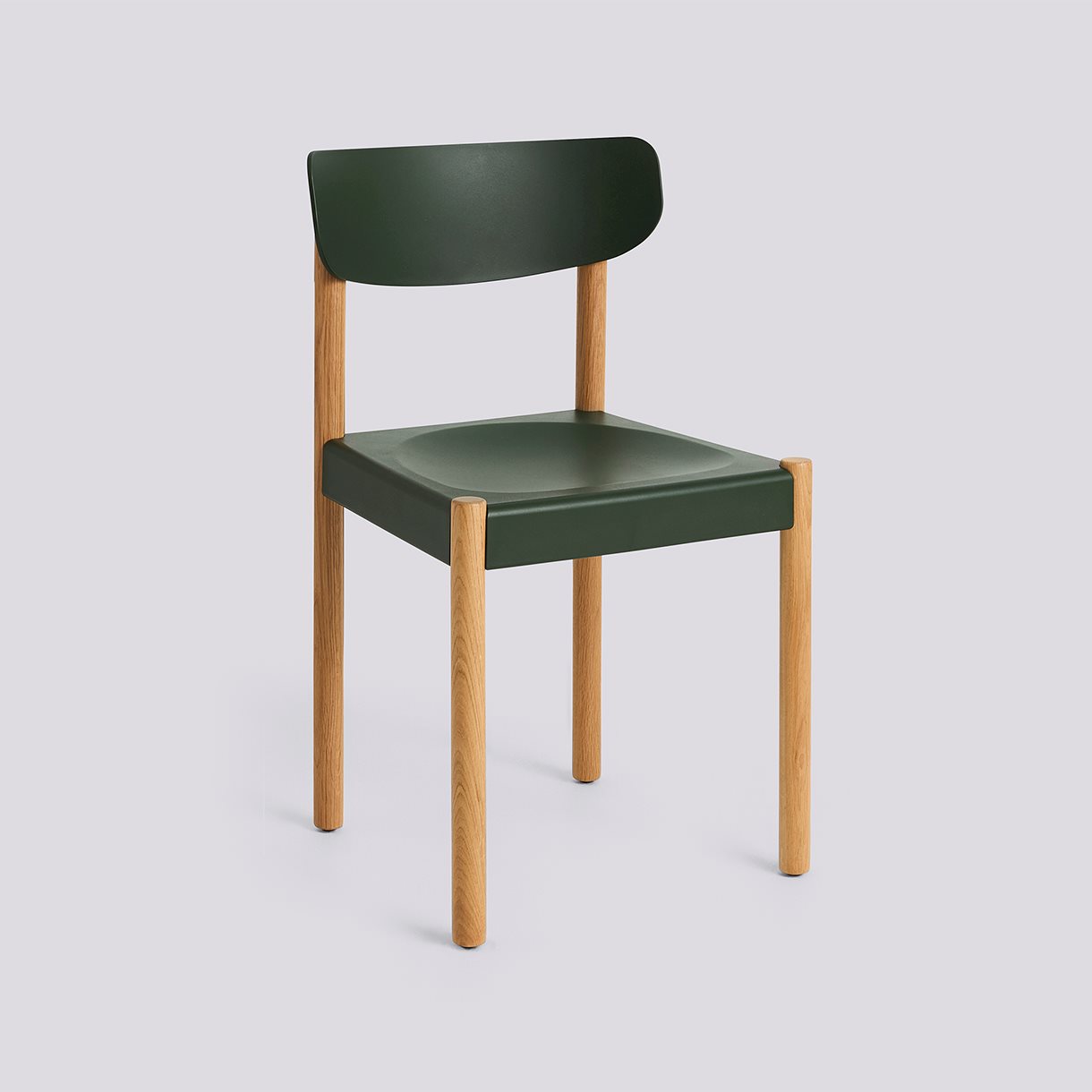 Pack Chair 10 Oiled solid oak 4 leg base Standard glider-Palm green polypropylene wood fiber seat/back-None-None