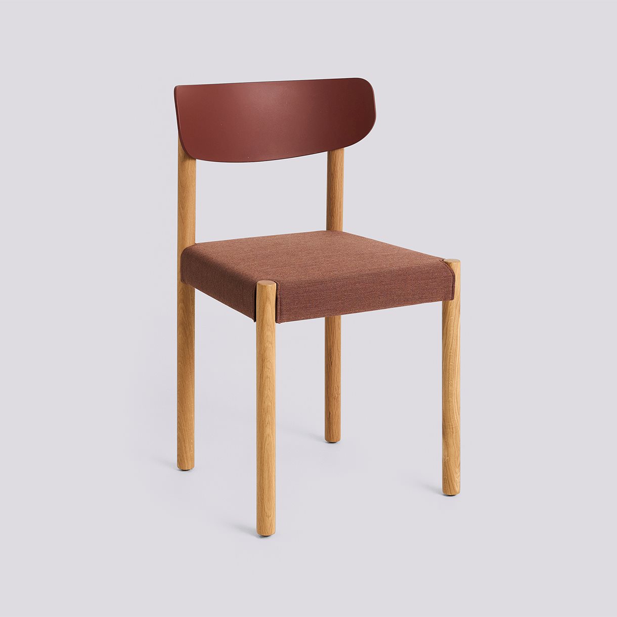 Pack Chair 11 Oiled solid oak 4 leg base Standard glider-Hull red polypropylene wood fiber back Seat upholstery-Remix-346