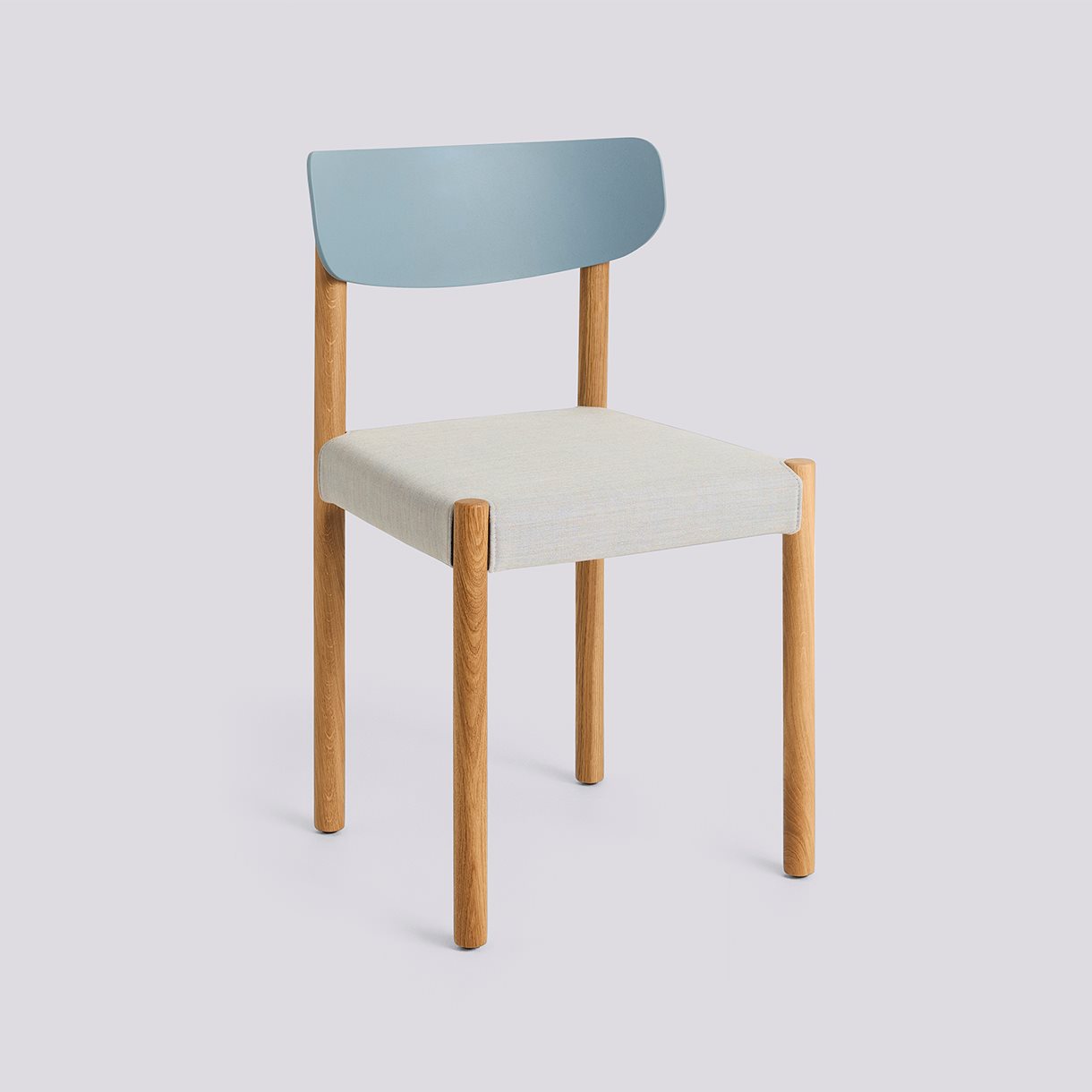 Pack Chair 11 Oiled solid oak 4 leg base Standard glider-Ash blue polypropylene wood fiber back Seat upholstery-Remix-606