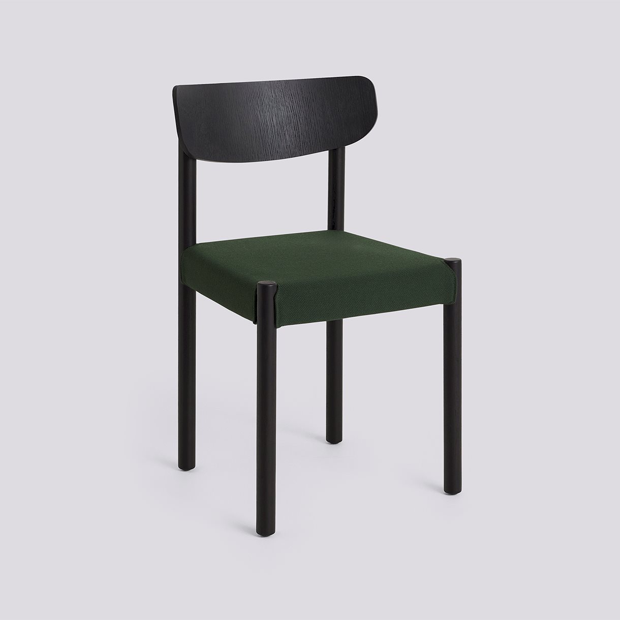 Pack Chair 11 Iron black lacquered solid oak 4 leg base Standard glider-Iron black oak veneer back Seat upholstery-Steelcut-975