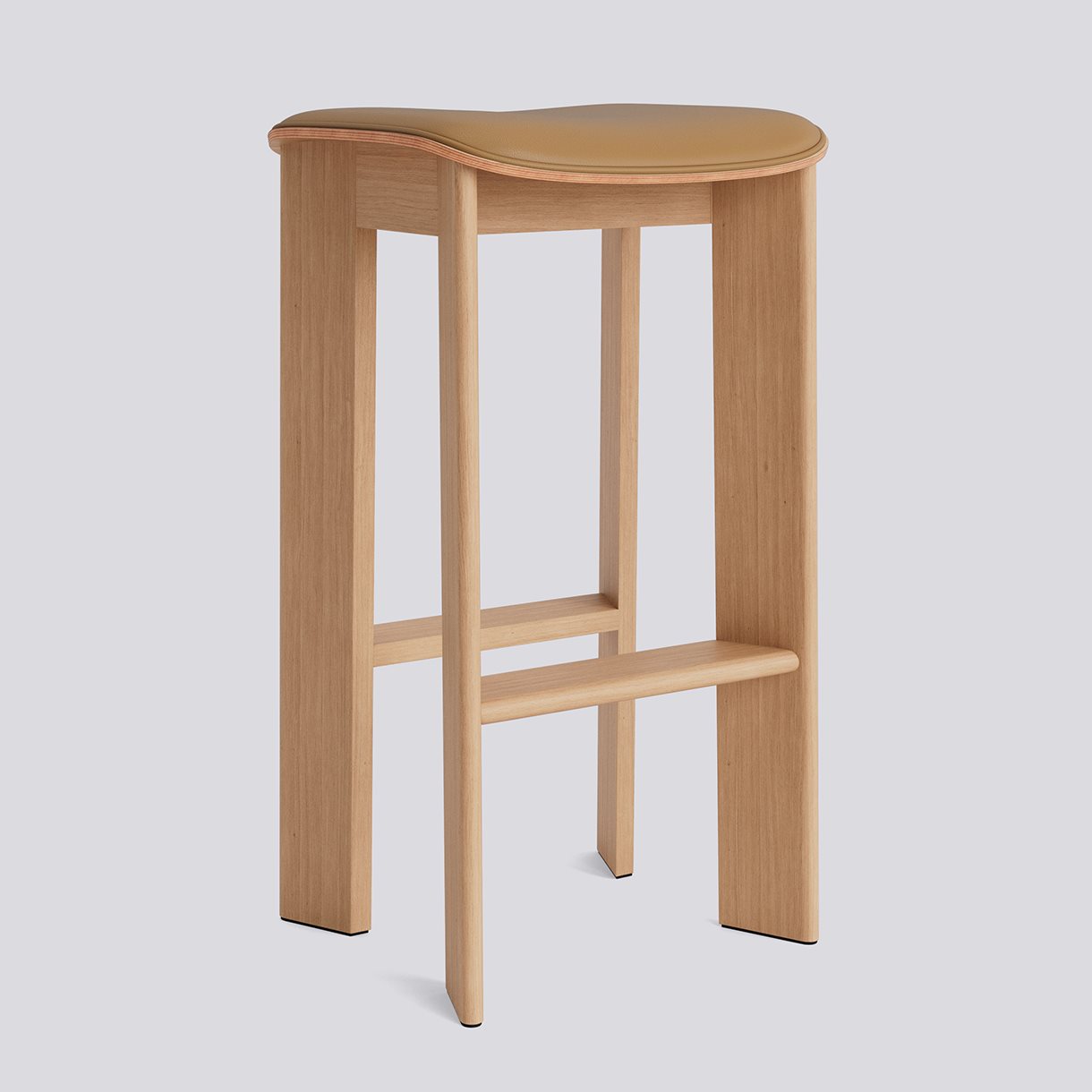 Chisel 30 Bar stool High H75 Standard glider-Lacquered oak Seat upholstery-Grano-Cognac
