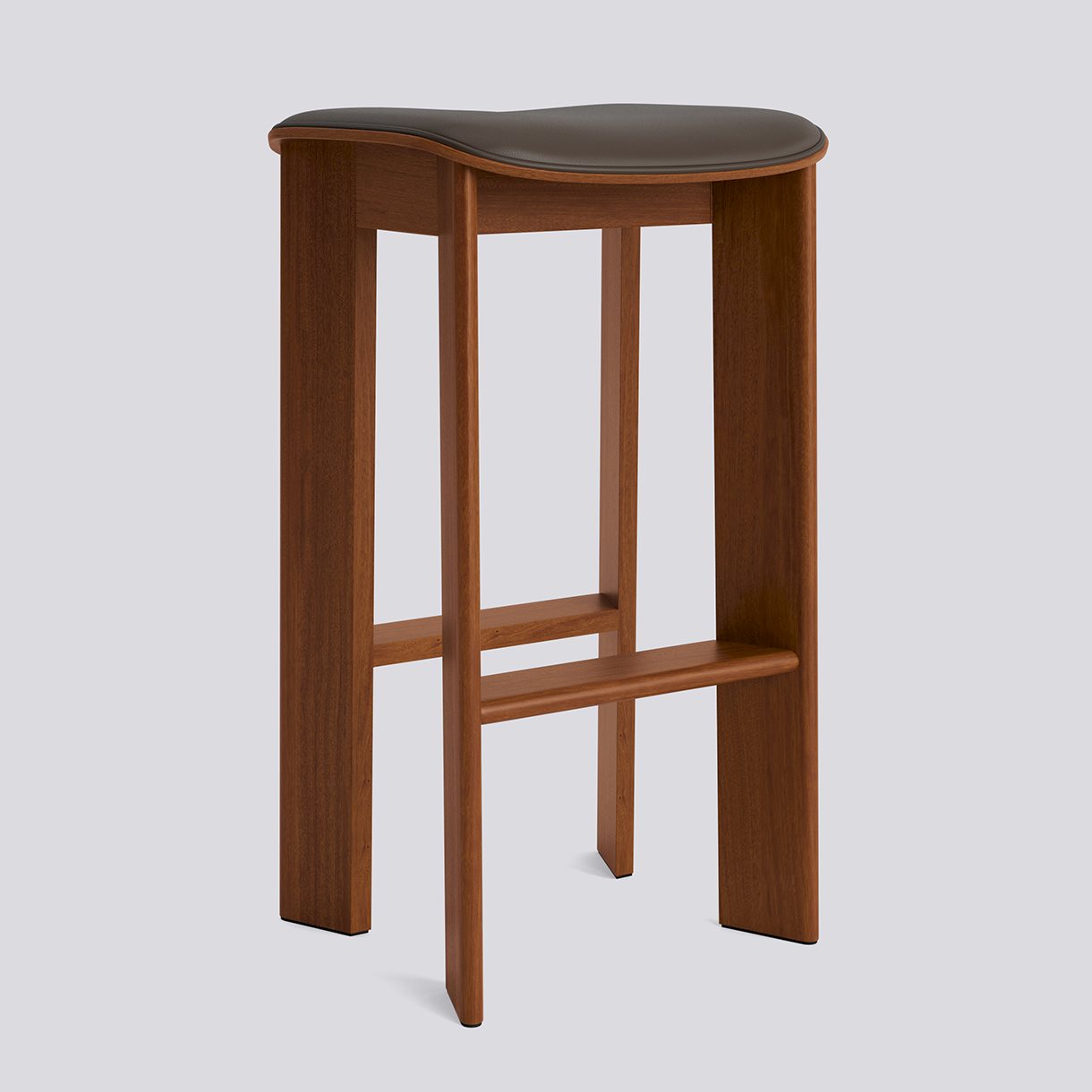Chisel 30 Bar stool High H75 Standard glider-Lacquered walnut Seat upholstery-Grano-Chocolate