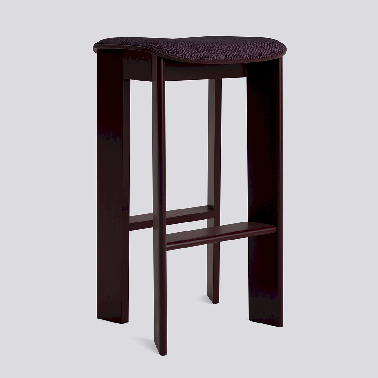 Chisel 30 Bar stool High H75 Standard glider-Dark bordeaux lacquered beech Seat upholstery-Turf-Burgundy