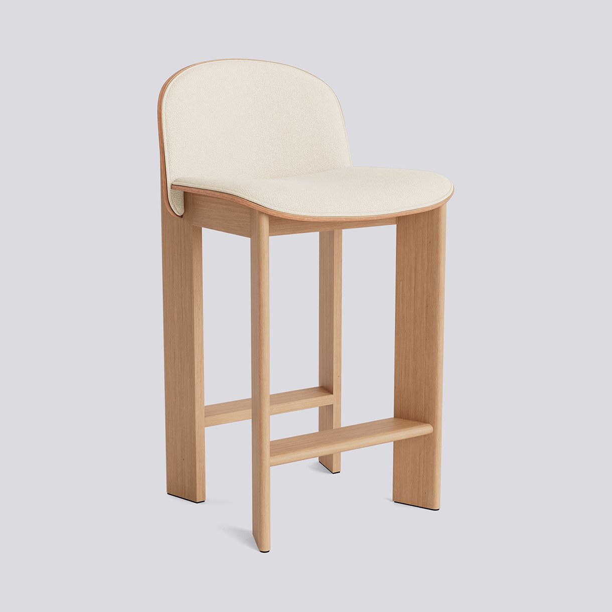 Chisel 35 Bar stool Low w. Backrest H65 Standard glider-Lacquered oak Front upholstery-Turf-Cream