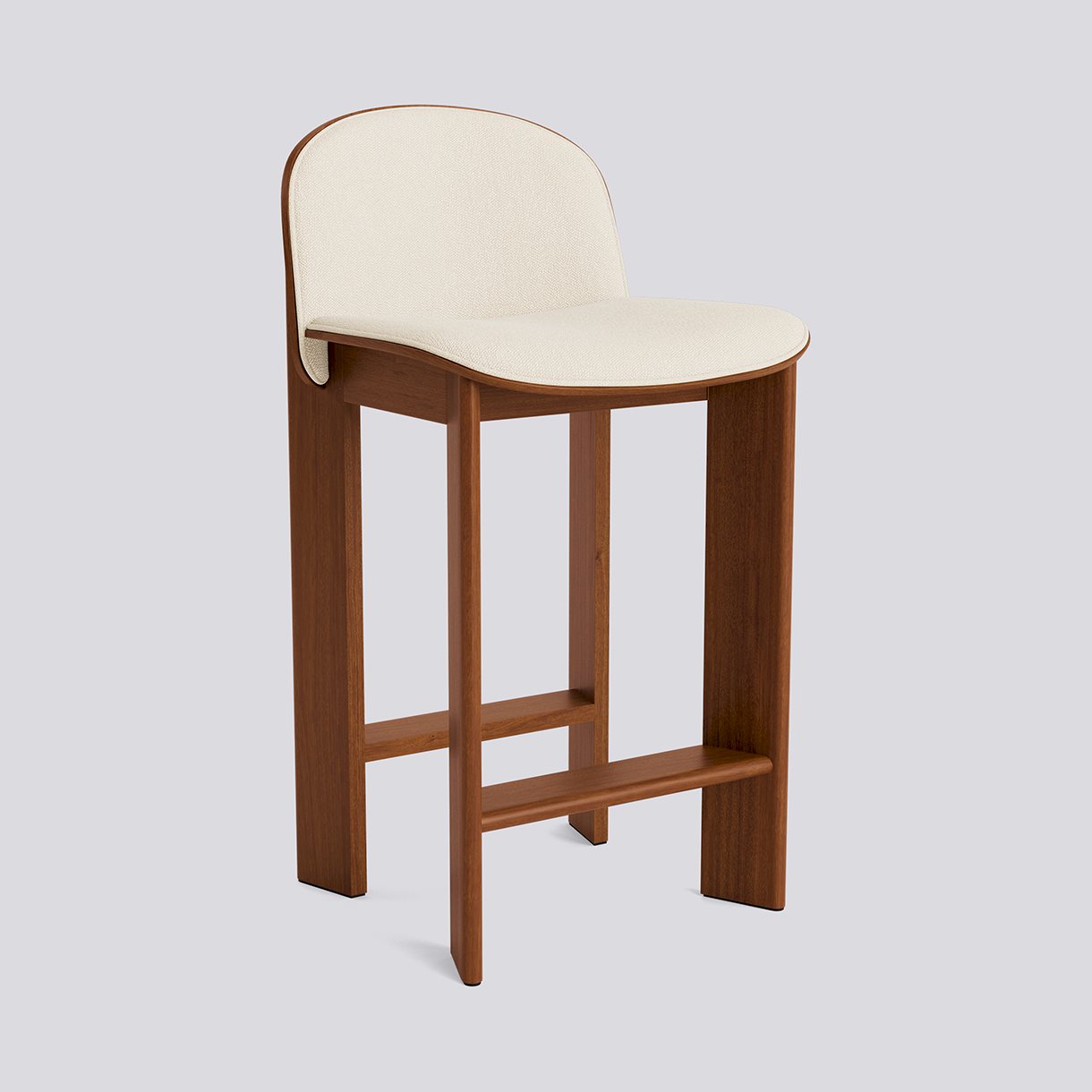 Chisel 35 Bar stool Low w. Backrest H65 Standard glider-Lacquered walnut Front upholstery-Turf-Cream