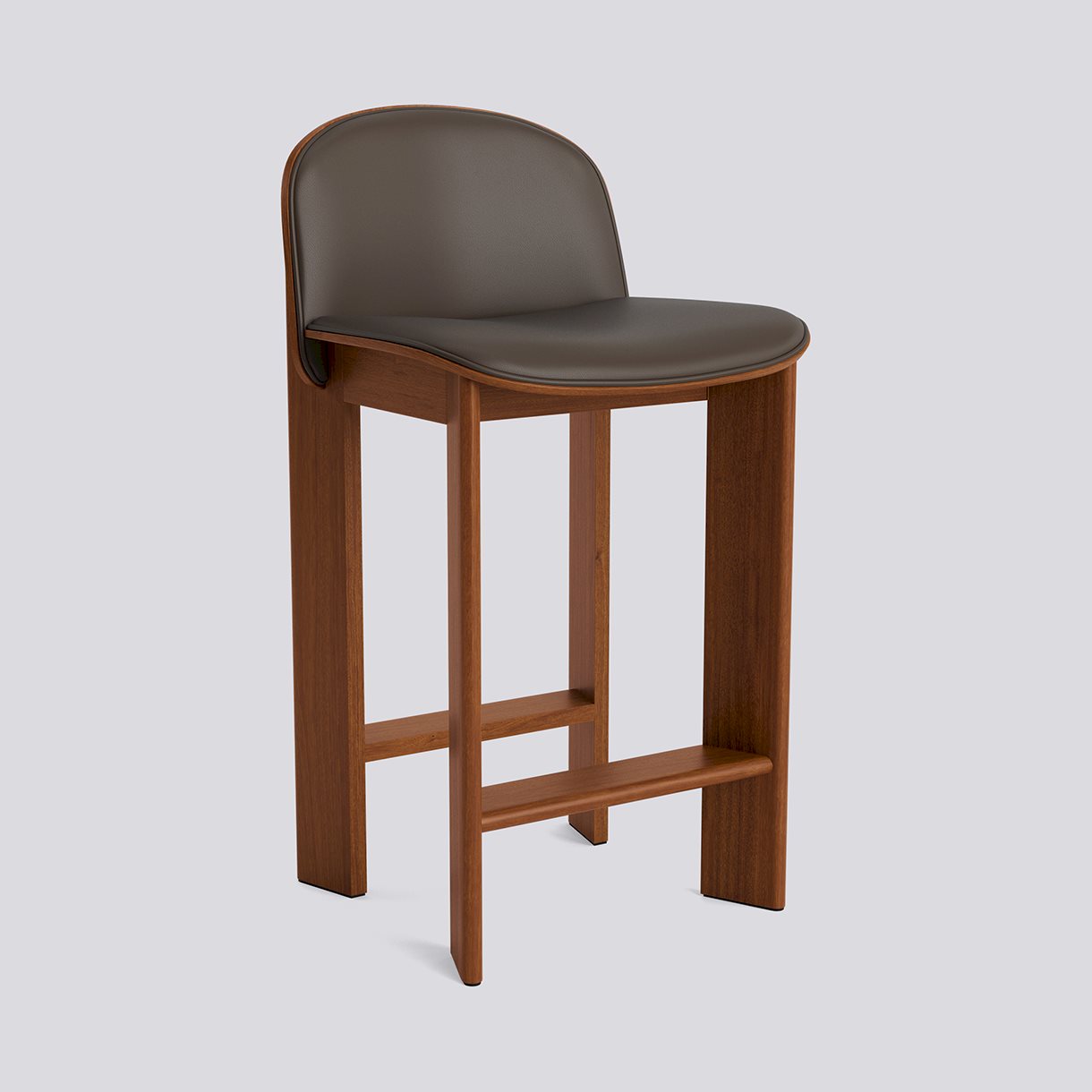 Chisel 35 Bar stool Low w. Backrest H65 Standard glider-Lacquered walnut Front upholstery-Grano-Chocolate