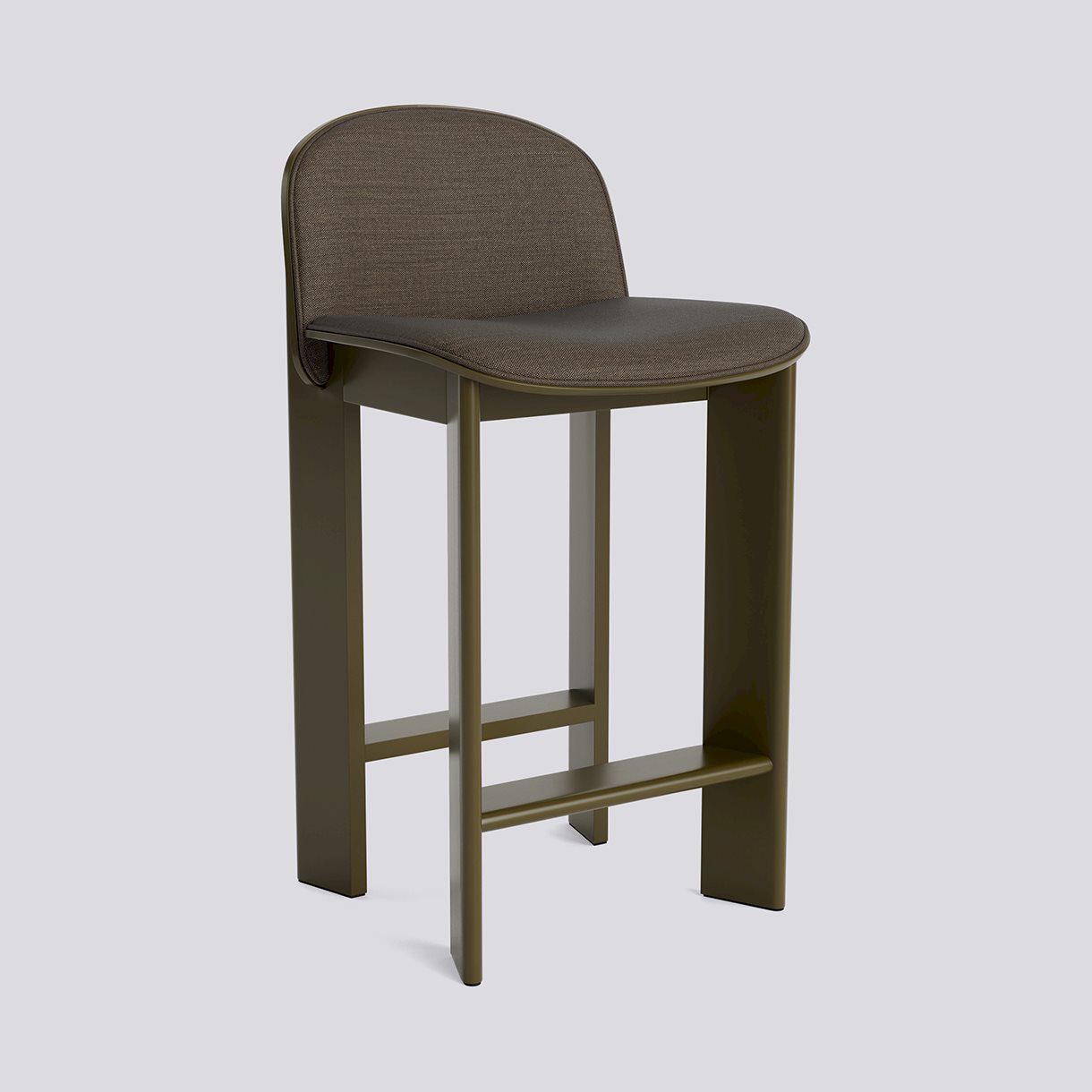 Chisel 35 Bar stool Low w. Backrest H65 Standard glider-Green umber lacquered beech Front upholstery-Remix-954