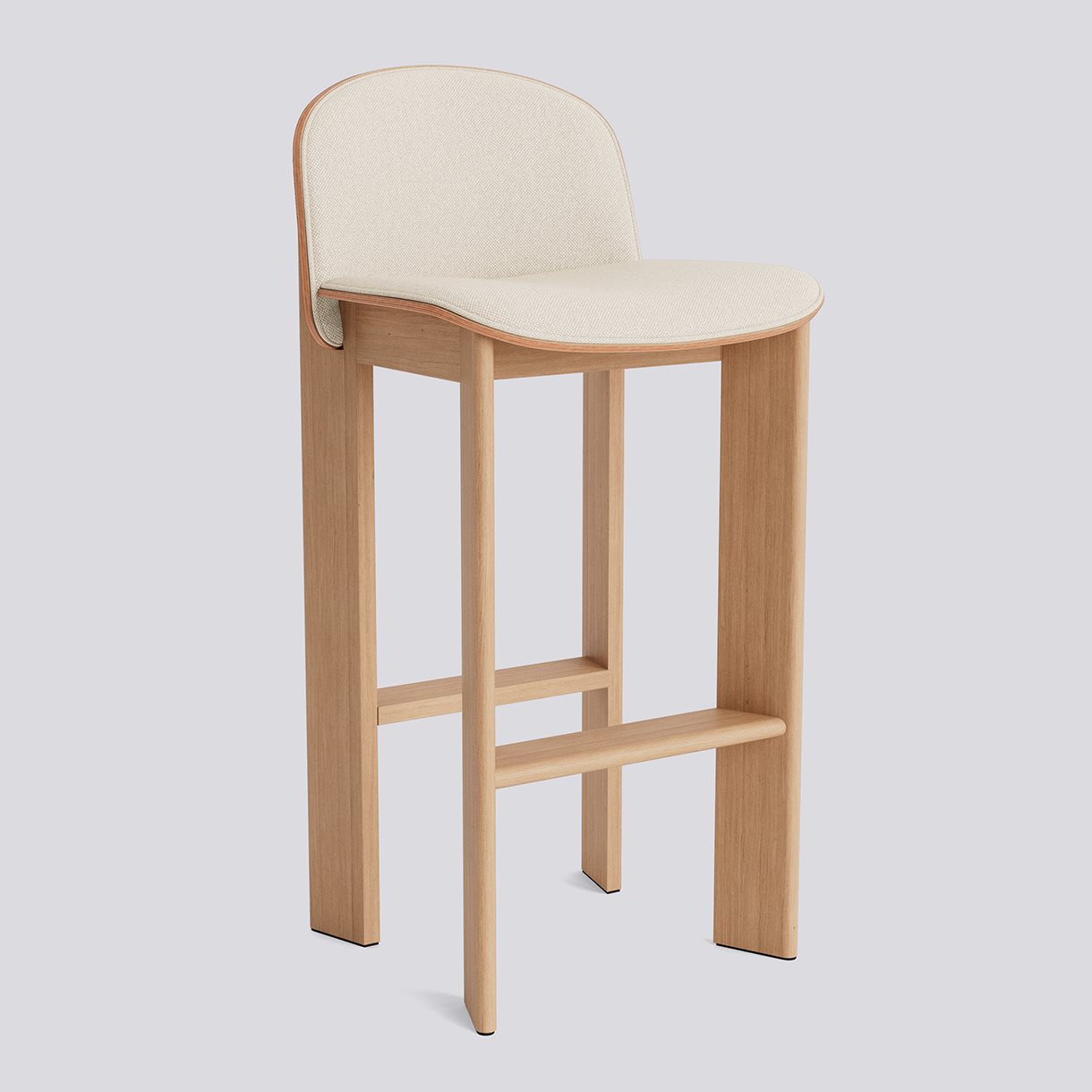 Chisel 35 Bar stool High w. Backrest H75 Standard glider-Lacquered oak Front upholstery-Hallingdal-200