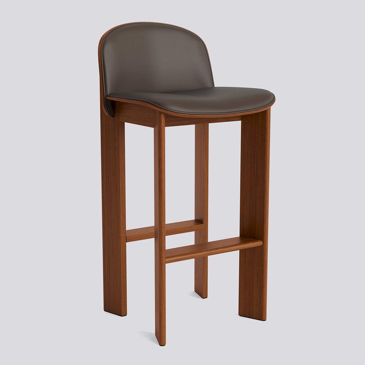 Chisel 35 Bar stool High w. Backrest H75 Standard glider-Lacquered walnut Front upholstery-Grano-Chocolate