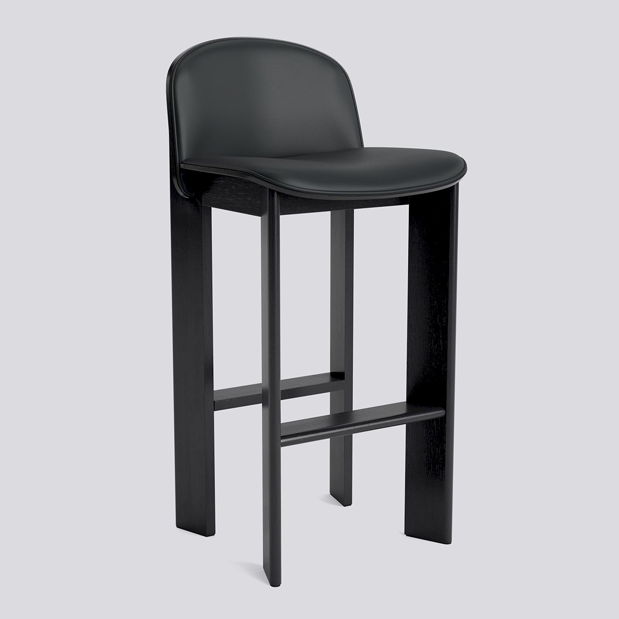 Chisel 35 Bar stool High w. Backrest H75 Standard glider-Black lacquered oak Front upholstery-Grano-Black