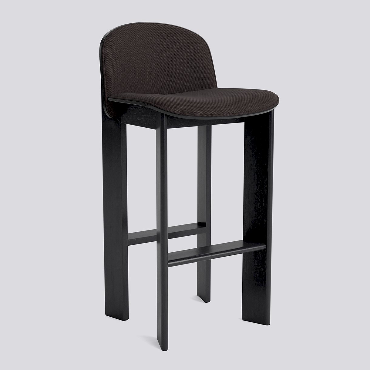 Chisel 35 Bar stool High w. Backrest H75 Standard glider-Black lacquered oak Front upholstery-Steelcut Trio-383