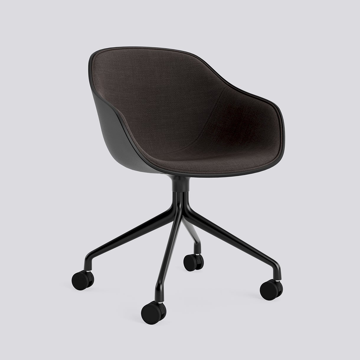  AAC224 Black powder coated aluminium 4 star swivel wheel base-Black 2.0 shell Front upholstery-Remix-276